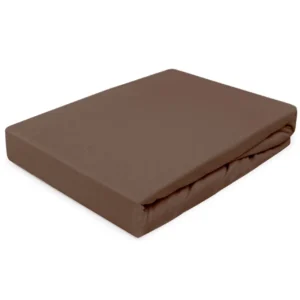 Trikotažinė paklodė su guma  JERSEY 130 | DARK BROWN 030 - 200x220 + 20cm