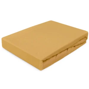 Trikotažinė paklodė su guma  JERSEY 130 | MUSTARD 042 - 90x200 + 20cm
